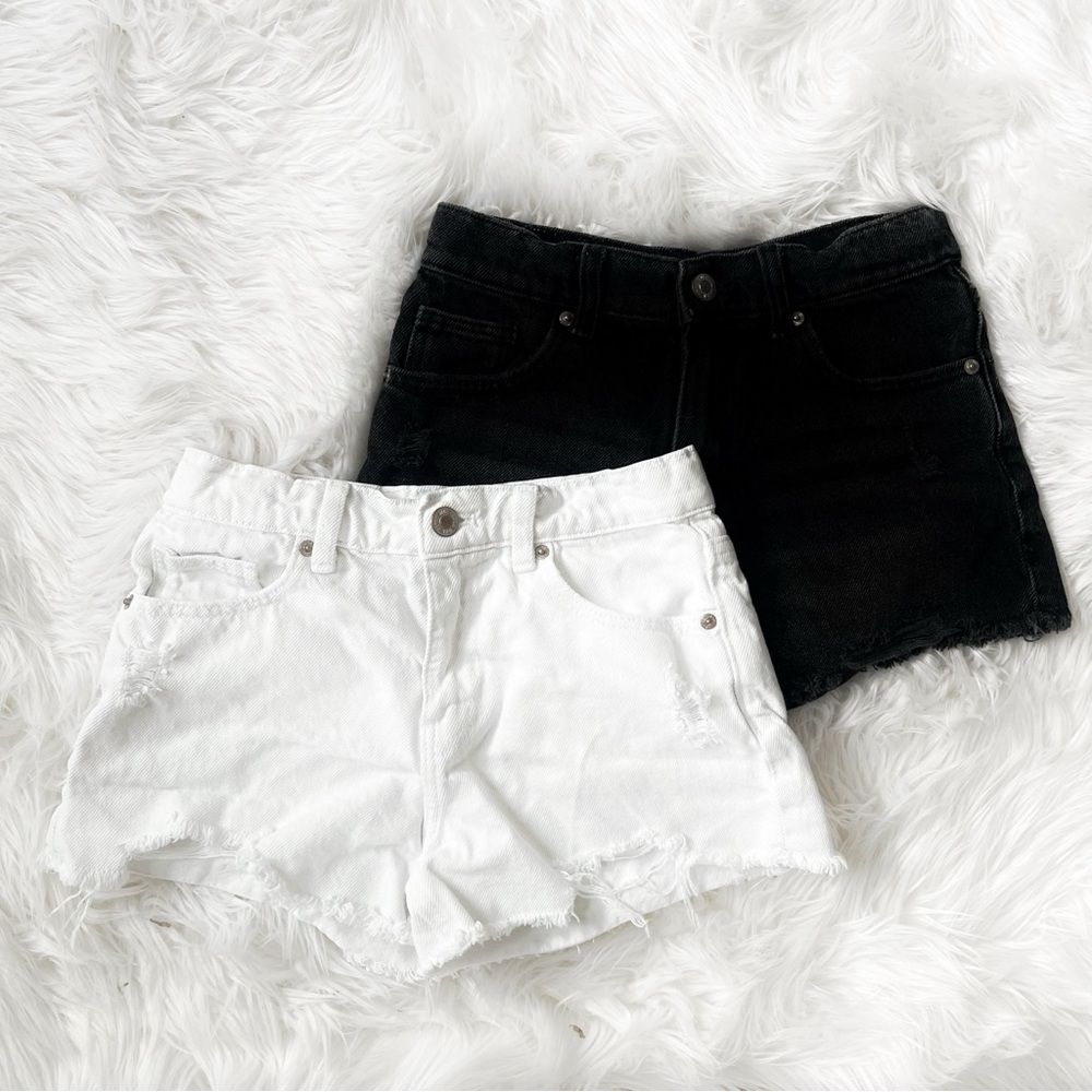 Zara Kids Black and White Denim Shorts